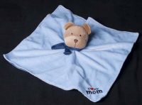 Carters Child of Mine Teddy Bear I Love My Mom Blue Plush Rattle Lovey